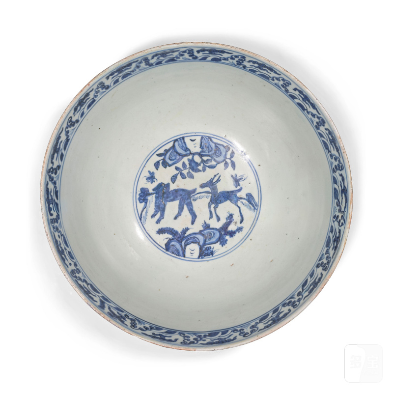 明 十六/十七世紀 青花盌 | GRAND BOL EN PORCELAINE BLEU BLANC - 图3